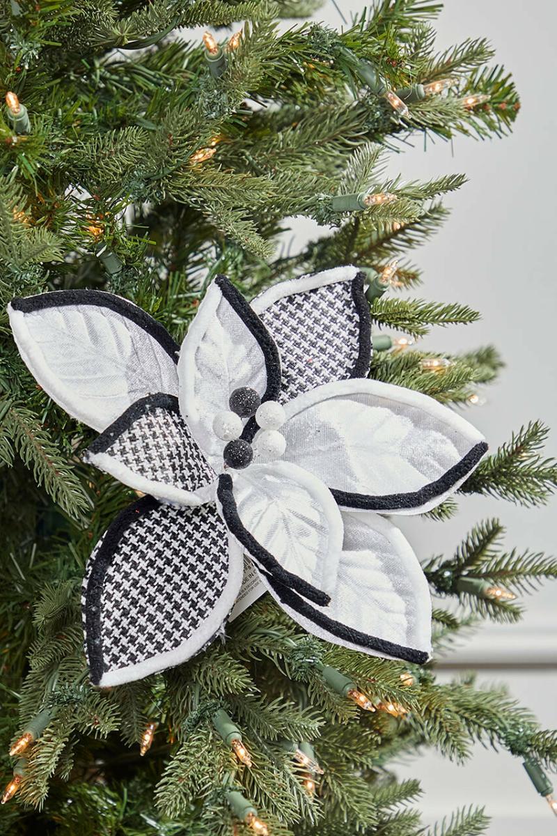 Flowers | 19" X 10.5" Black & White Poinsettia Pick Flowers Flowers