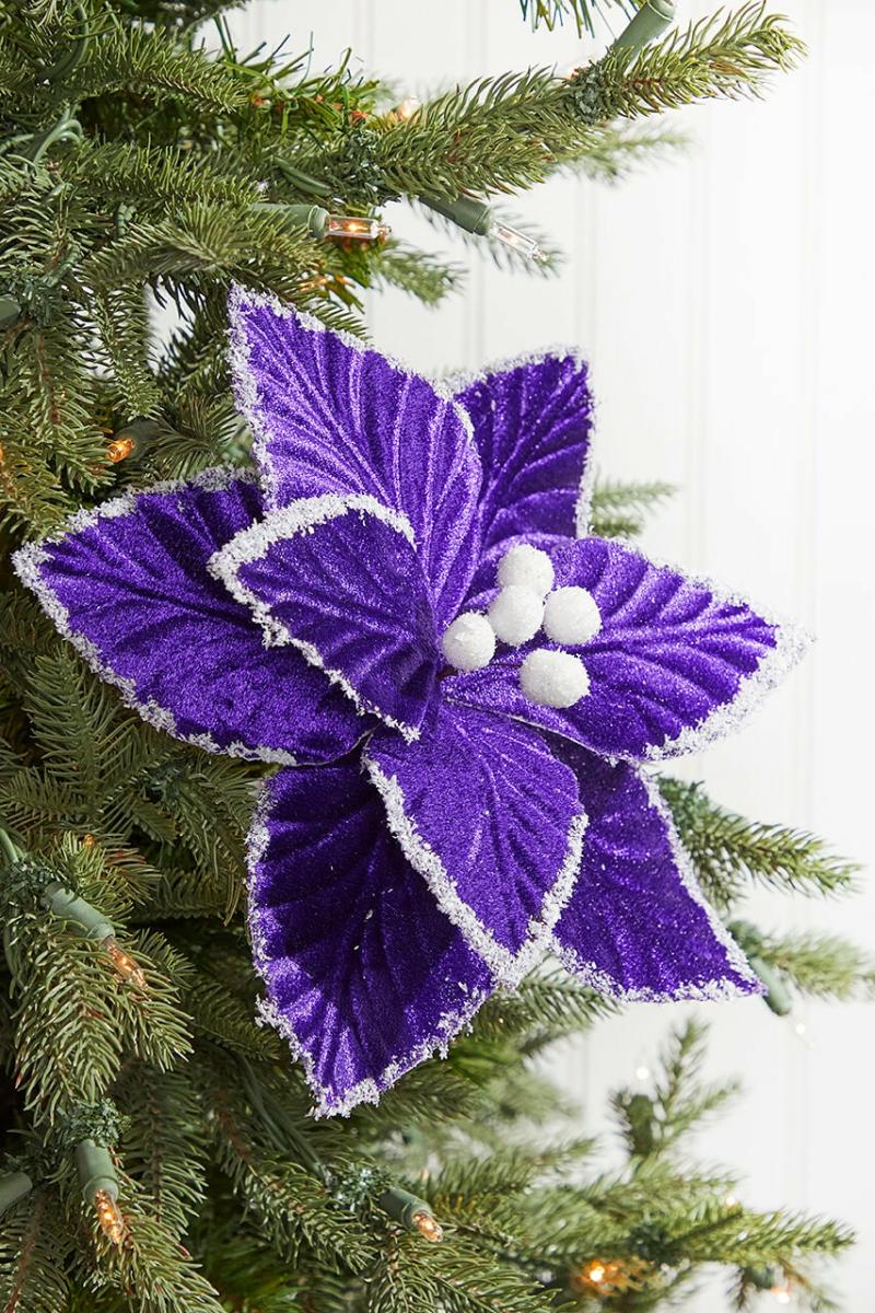 Flowers | 19" X 10" Purple Poinsettia Stem Flowers Flowers