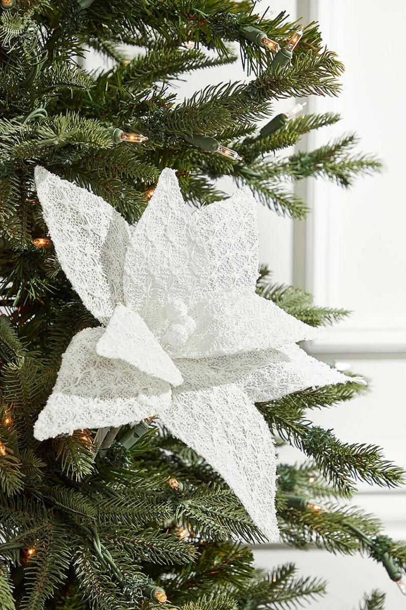 Flowers | 19" X 12" Textured White Poinsettia Stem Flowers Flowers