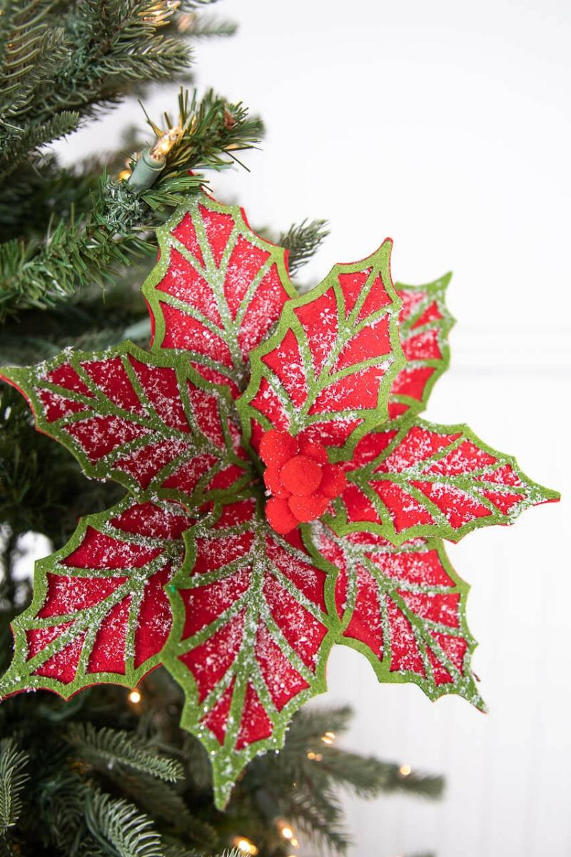 Flowers | 20" X 11.5" Christmas Cutout Poinsettia Stem Flowers Flowers