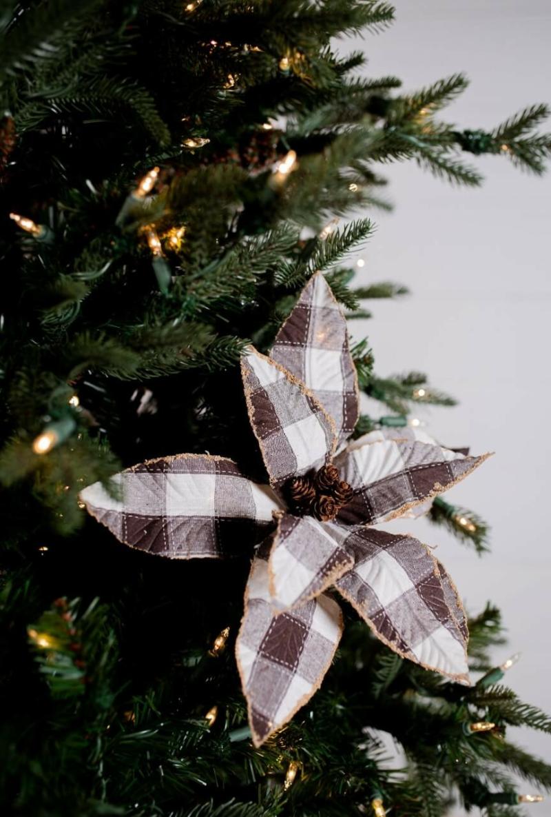 Flowers | 20" X 13" Check Poinsettia Stem Flowers Flowers