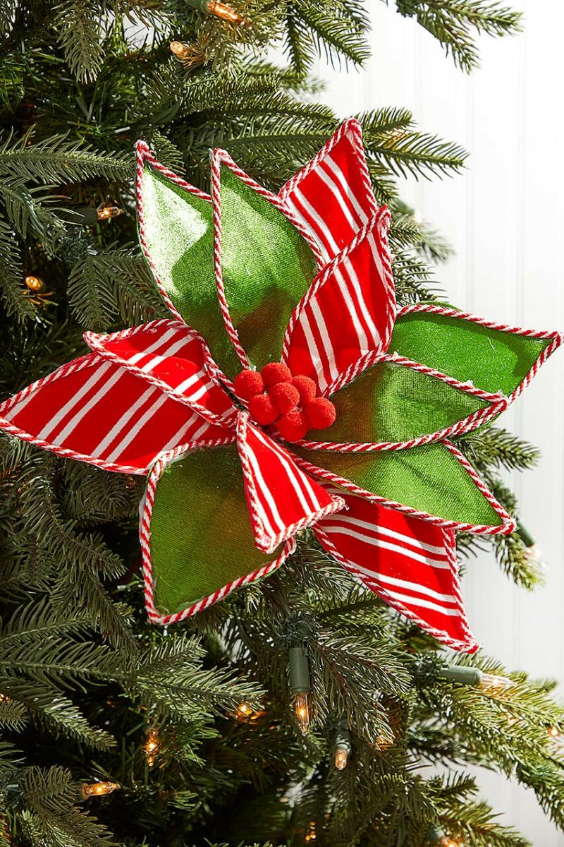 Flowers | 22" X 10" Green, Red And White With Striped Edge Stem Flowers Flowers