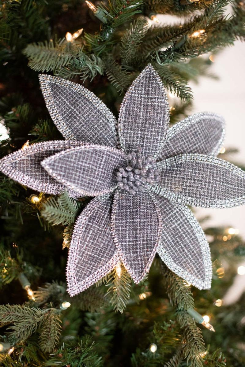 Flowers | 22" X 12.5" Grey Linen Jewel Poinsettia Stem Flowers Flowers