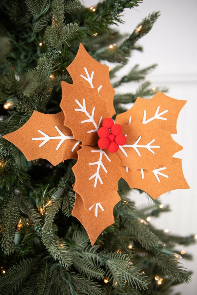 Flowers | 22" X 12" Gingerbread Poinsettia Stem With Red Berries Flowers Flowers