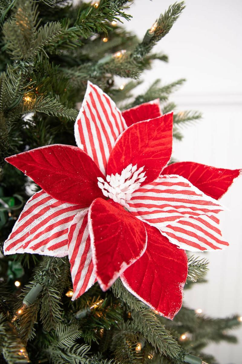 Flowers | 22" X 12" Red And White Poinsettia Stem Flowers Flowers