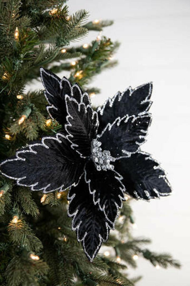 Flowers | 22" X 13" Black Poinsettia Stem Flowers Flowers