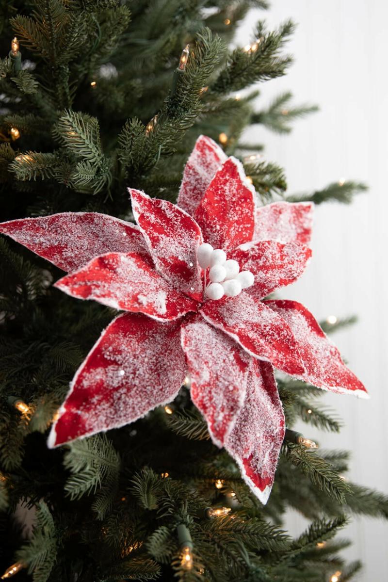 Flowers | 22" X 13" Sugar Poinsettia Spray – Red Flowers Flowers