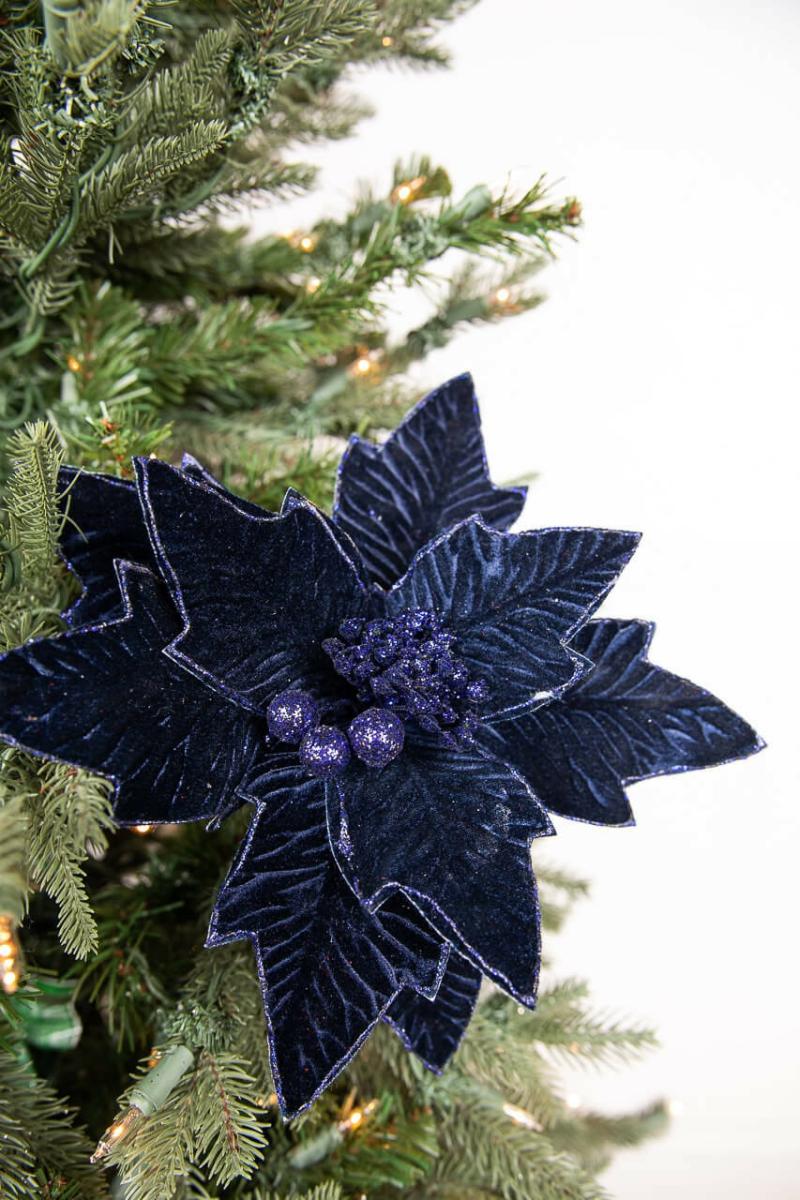 Flowers | 24" X 11" Poinsettia Stem – Midnight Blue Flowers Flowers