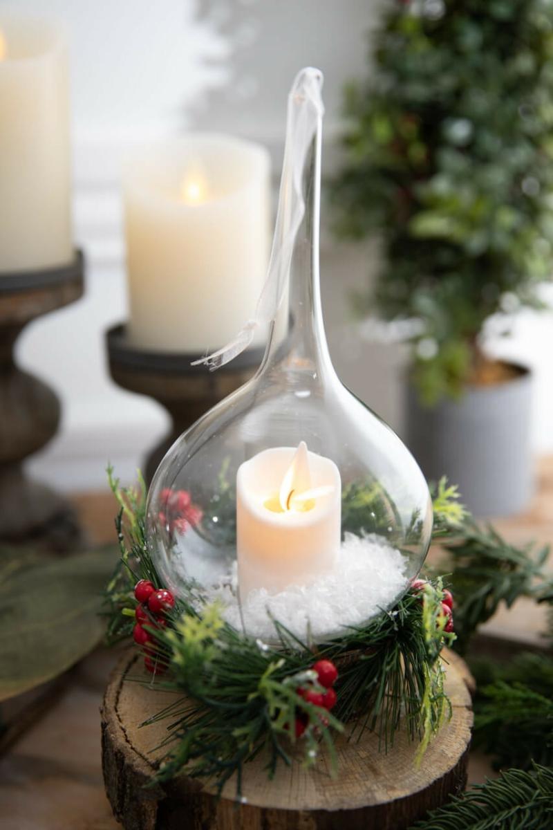 Ornaments | 10" Clear Ivory Candle Lamp Ornament Ornaments Ornaments