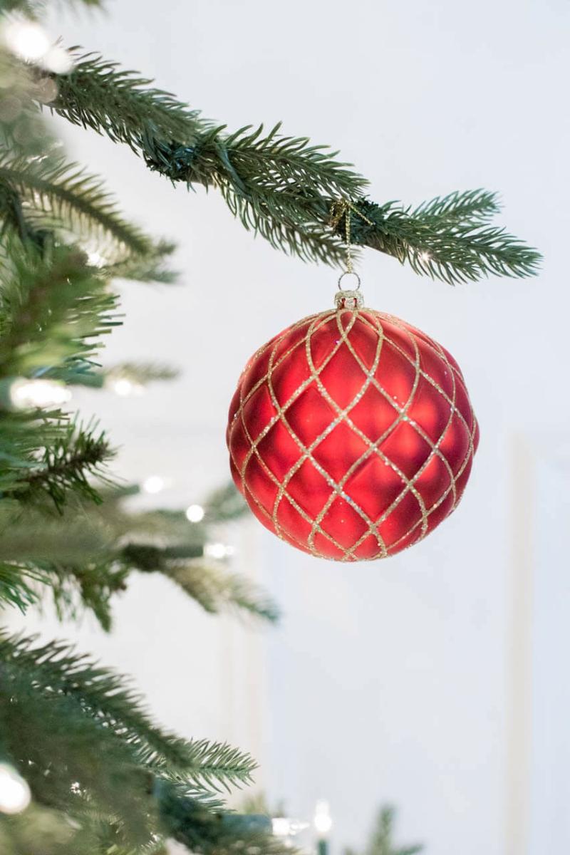 Ornaments | 10 Cm Red Matte Glitter Quilted Ball Ornament Ornaments Ornaments