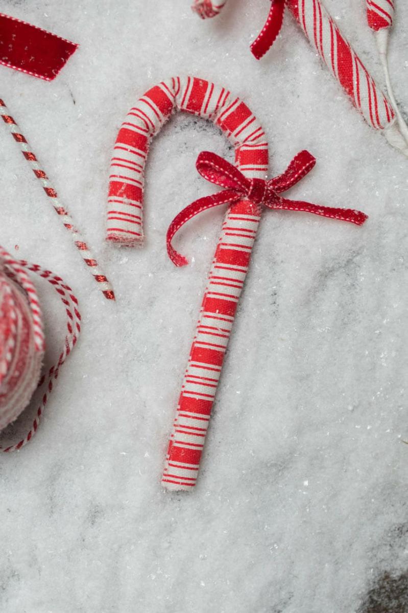 Ornaments | 10" Frosty Candy Cane With Bow Ornament Ornaments Ornaments