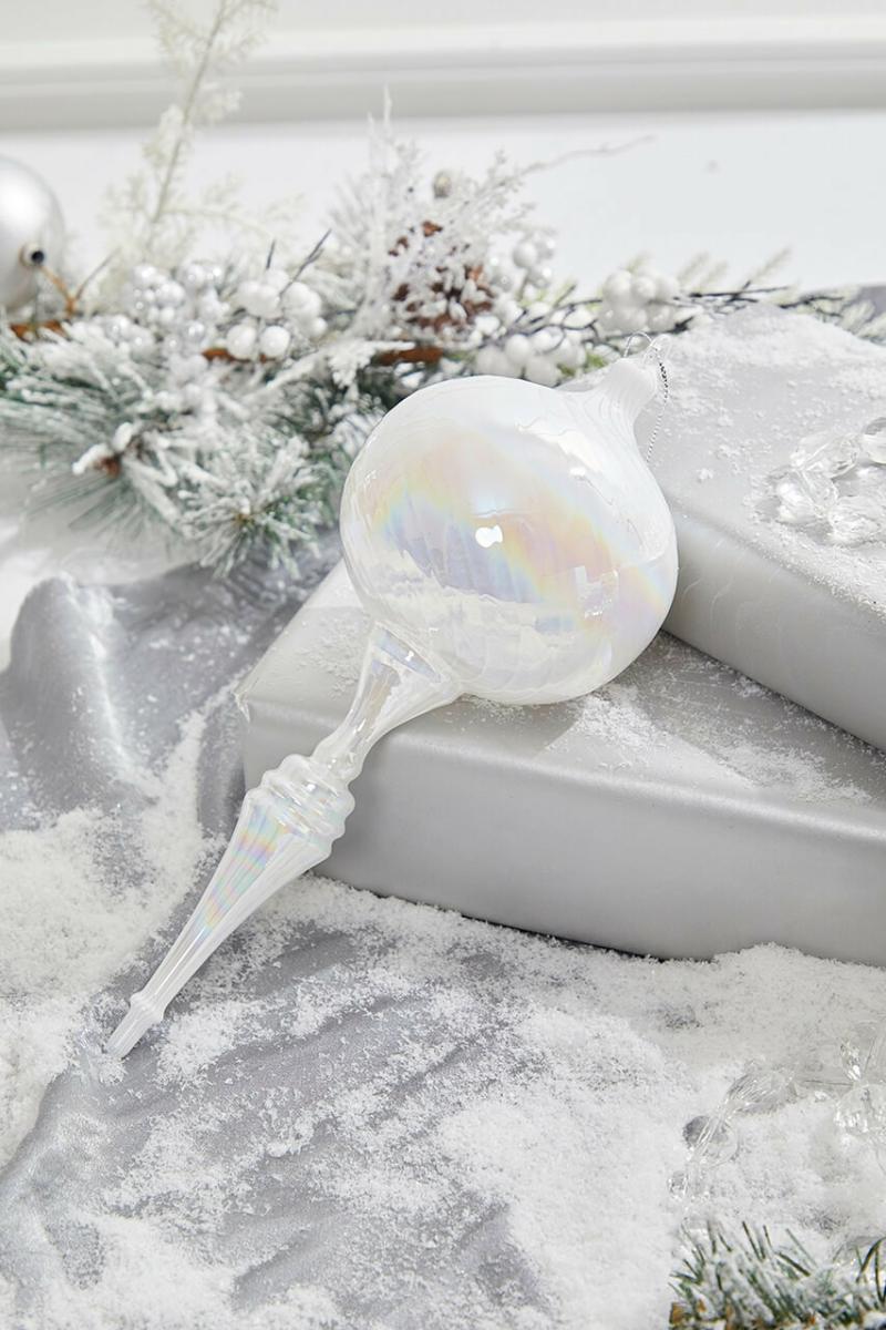 Ornaments | 10" Pearl Glass Bulb Finial Ornament Ornaments Ornaments