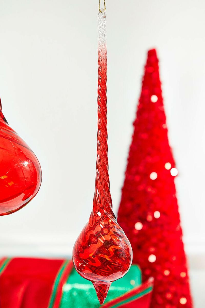 Ornaments | 10" Red Drop Glass Ornament Ornaments Ornaments