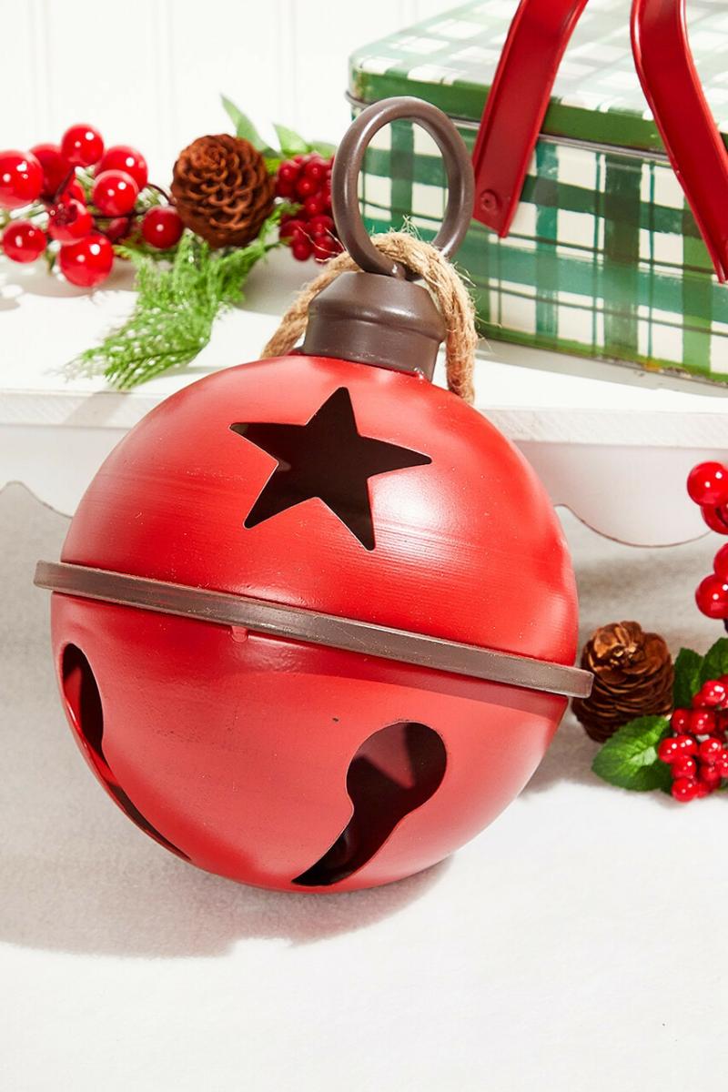 Ornaments | 10" Red Metal Bell Ornament Ornaments Ornaments