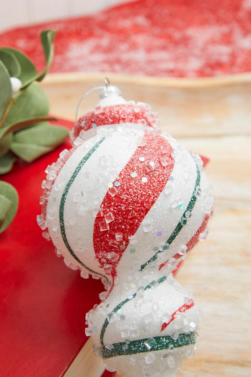 Ornaments | 10" Red White Green Stripe Finial Ornament Ornaments Ornaments