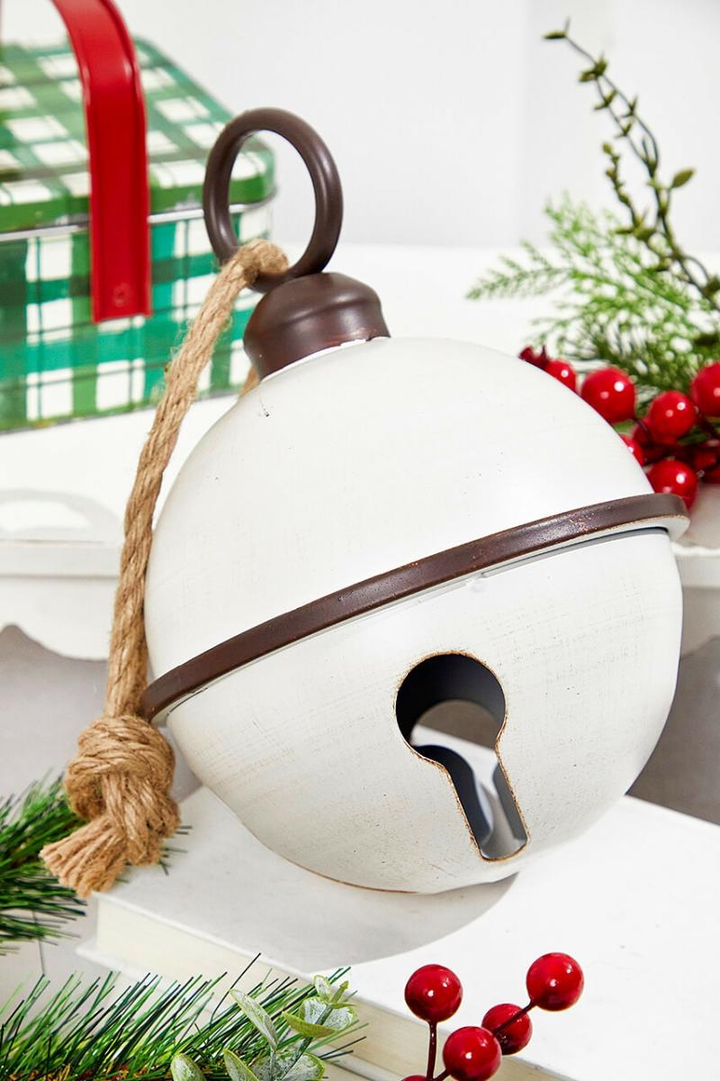 Ornaments | 10" White Metal Bell Ornament Ornaments Ornaments