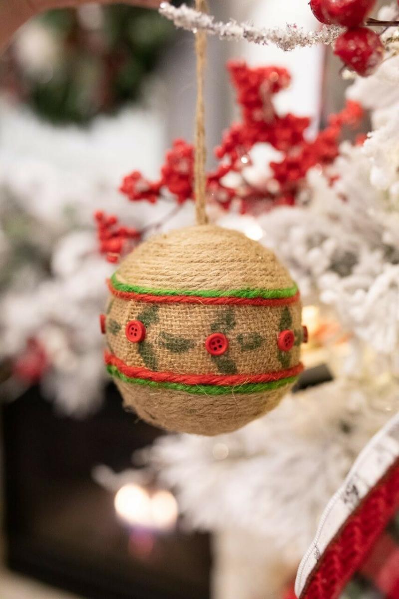 Ornaments | 12 Cm Natural Jute Ball Christmas Ornament Ornaments Ornaments