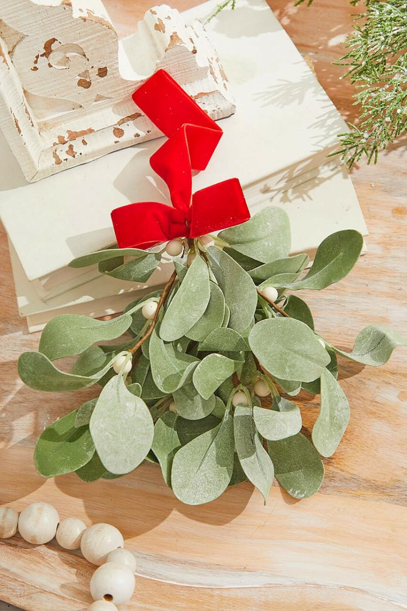 Ornaments | 12" Lambs Ear Mistletoe Kissing Ball Ornaments Ornaments