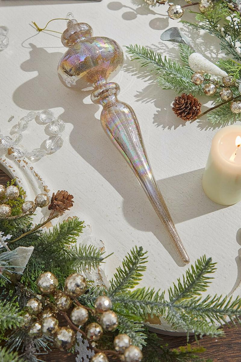 Ornaments | 12" Mercury Glass Finial Ornament Ornaments Ornaments