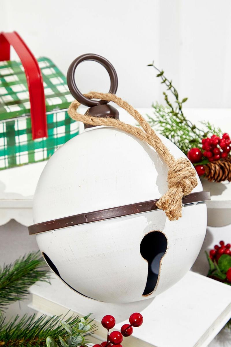 Ornaments | 12" X 8" White Metal Bell Ornament Ornaments Ornaments