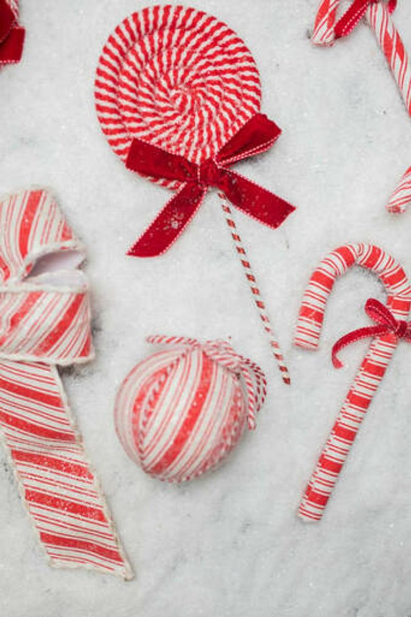 Ornaments | 13" Frosty Peppermint Swirl Lollipop Stem Ornaments Ornaments