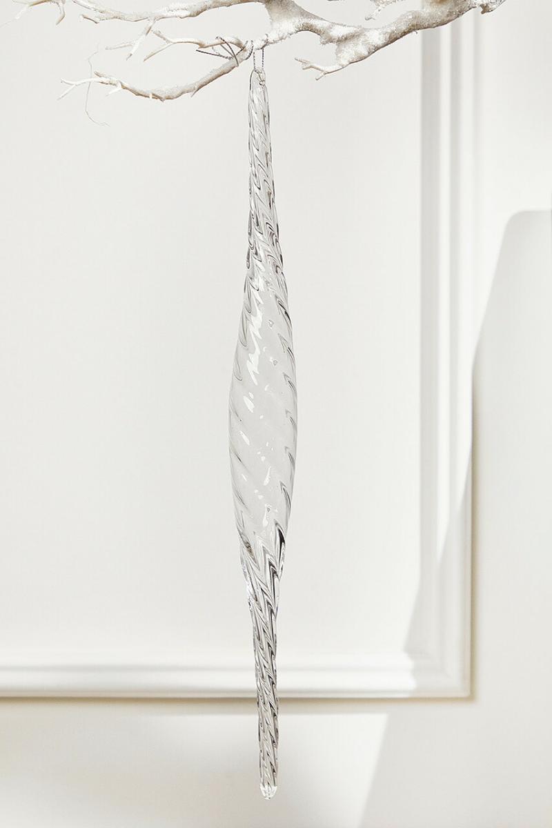 Ornaments | 15" Glass Twisted Finial Icicle Ornament Ornaments Ornaments