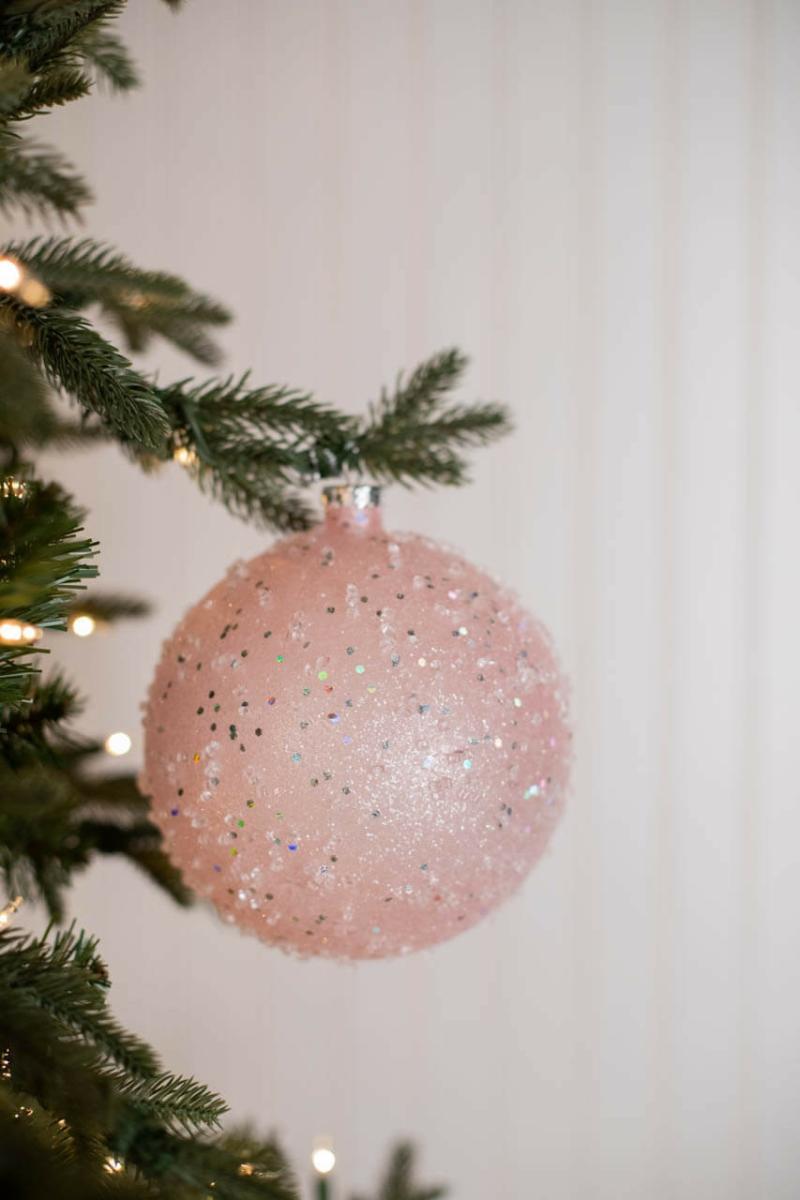 Ornaments | 15Cm Ice Sugared Gumdrop Ball Ornament Pink Ornaments Ornaments