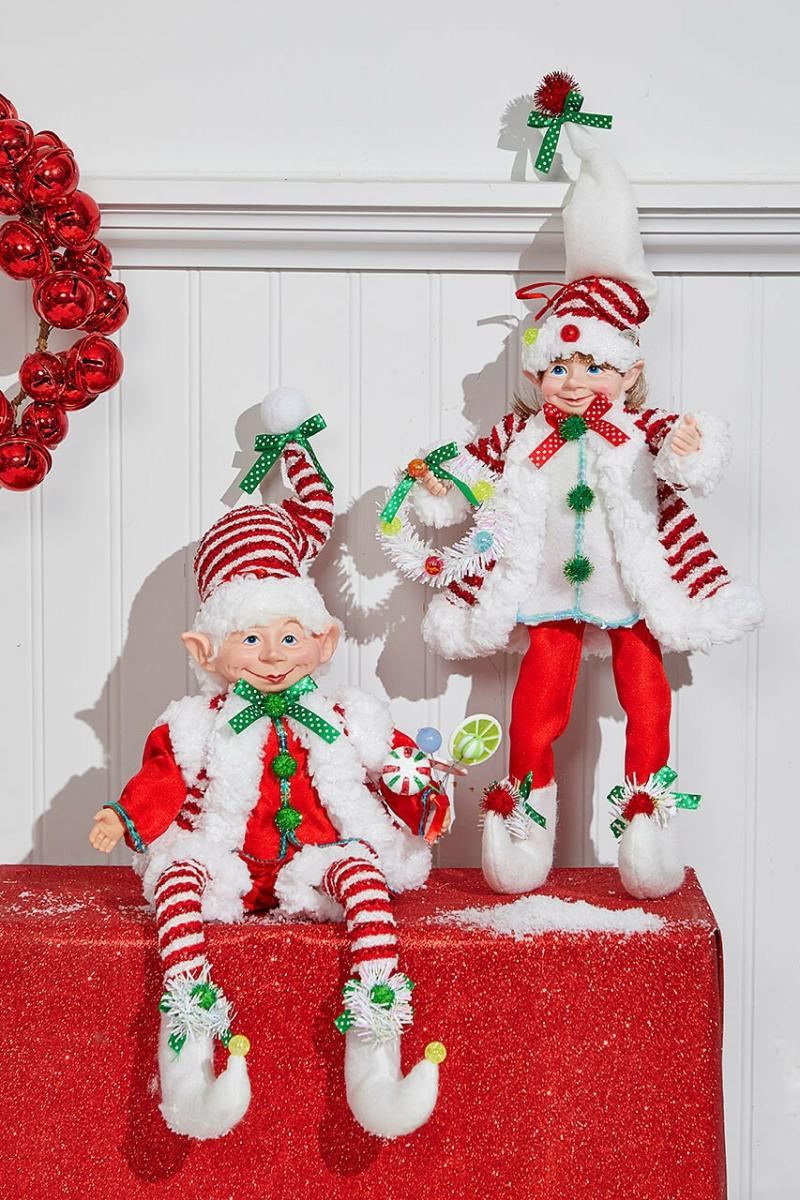 Ornaments | 17" Fabric Bendable Candy Elf Ornament Ornaments Ornaments