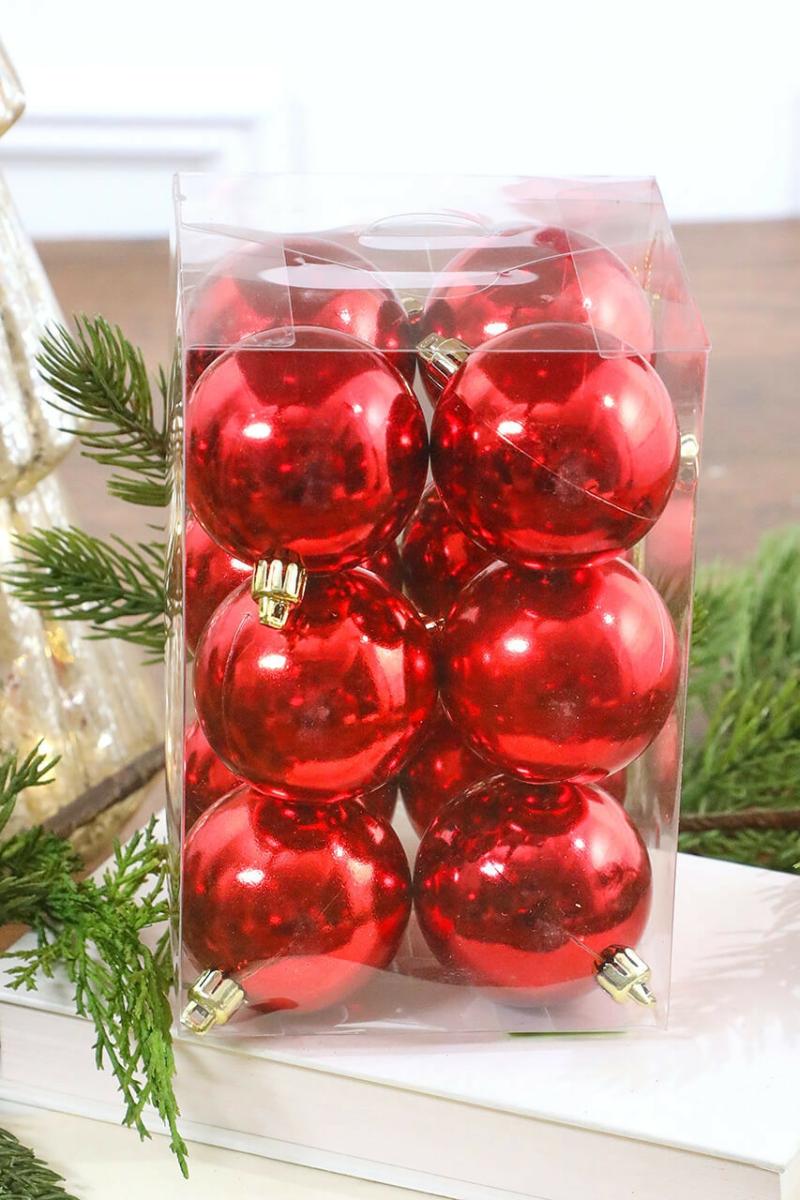 Ornaments | 2" Red Shiny Ball Ornament – Set Of 12 Ornaments Ornaments