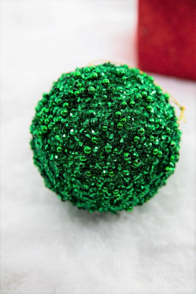 Ornaments | 3.5" Glitter Ball Ornament – Green Ornaments Ornaments