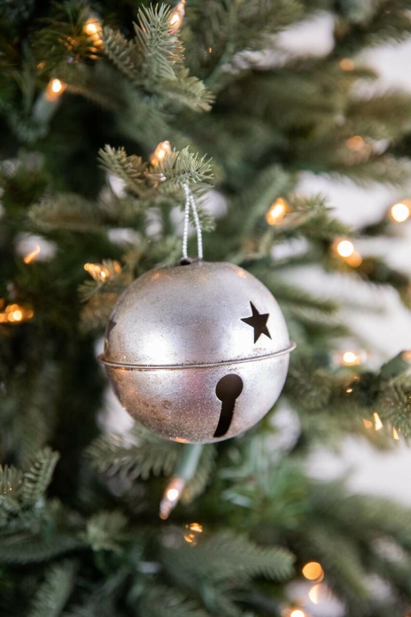 Ornaments | 3.5" Glitter Metal Antique Bell Ornament – Silver Ornaments Ornaments