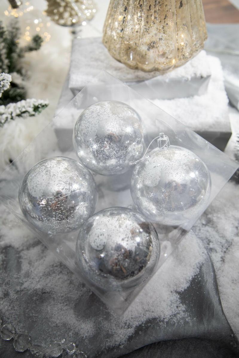 Ornaments | 3.5" Silver Mercury Ball Ornaments – Set Of 4 Ornaments Ornaments