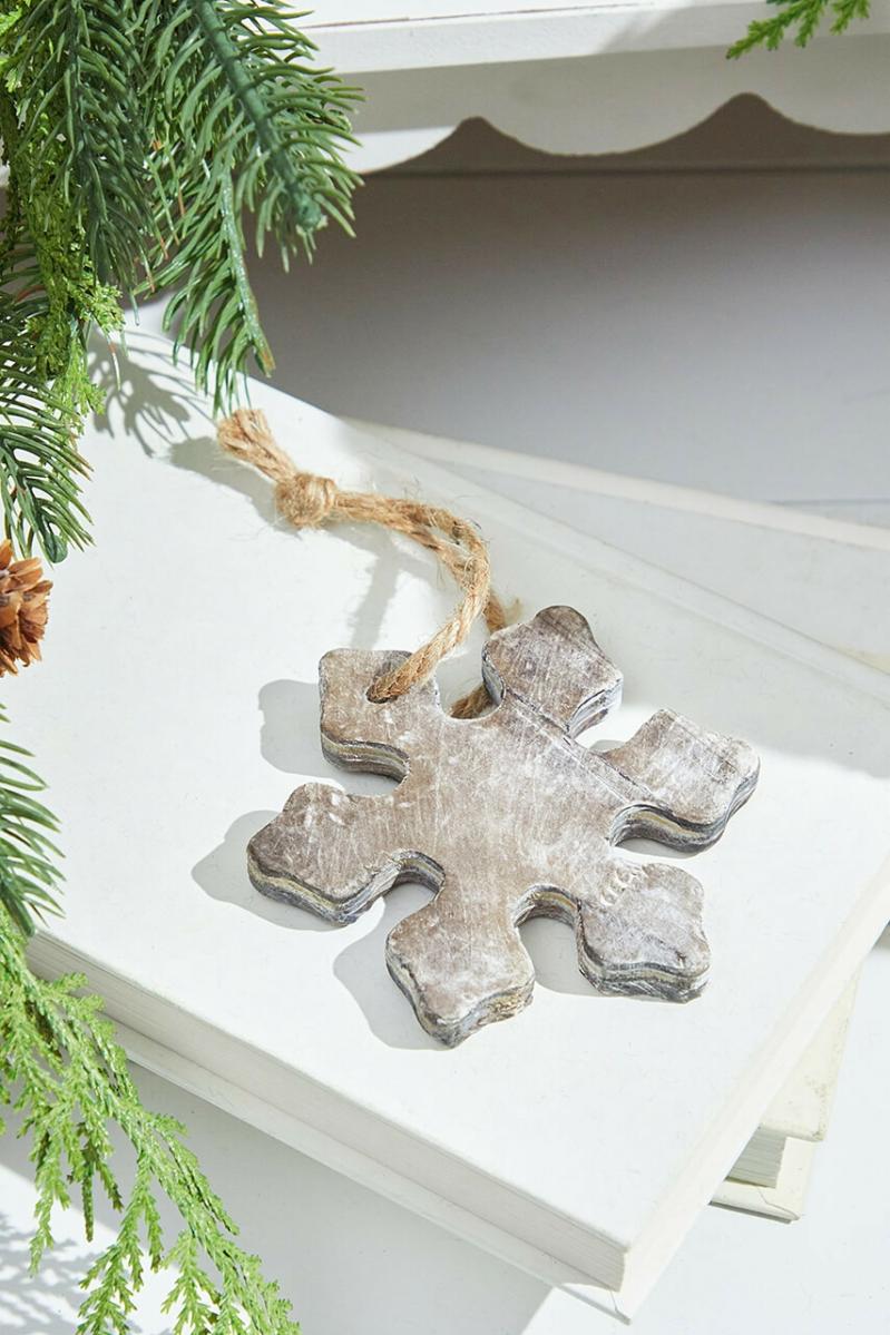 Ornaments | 3.9" Wooden Snowflake Ornament Ornaments Ornaments