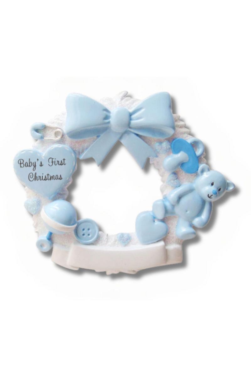 Ornaments | 3" Baby Boy Wreath Customizable Ornament Ornaments Ornaments