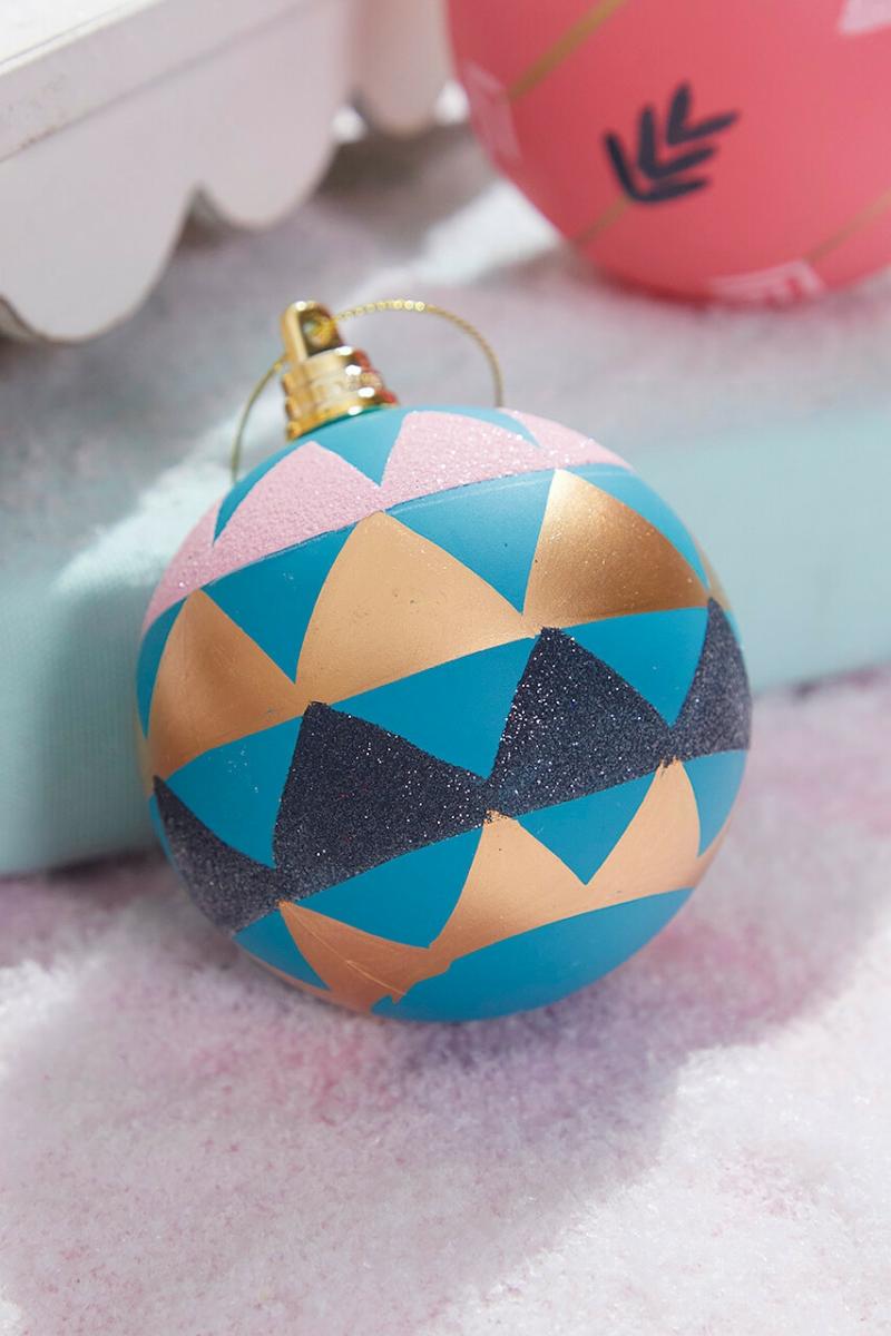 Ornaments | 3" Blue With Triangles Ball Ornament Ornaments Ornaments