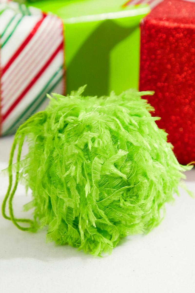 Ornaments | 3" Lime Green Furry Fabric Ball Ornament Ornaments Ornaments