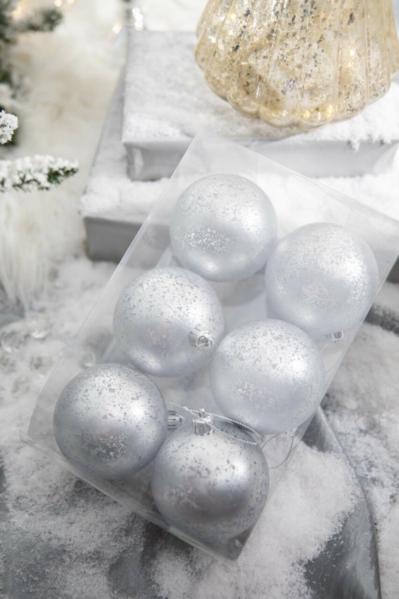 Ornaments | 3" Silver Matte Mercury Ball Ornaments – Set Of 6 Ornaments Ornaments