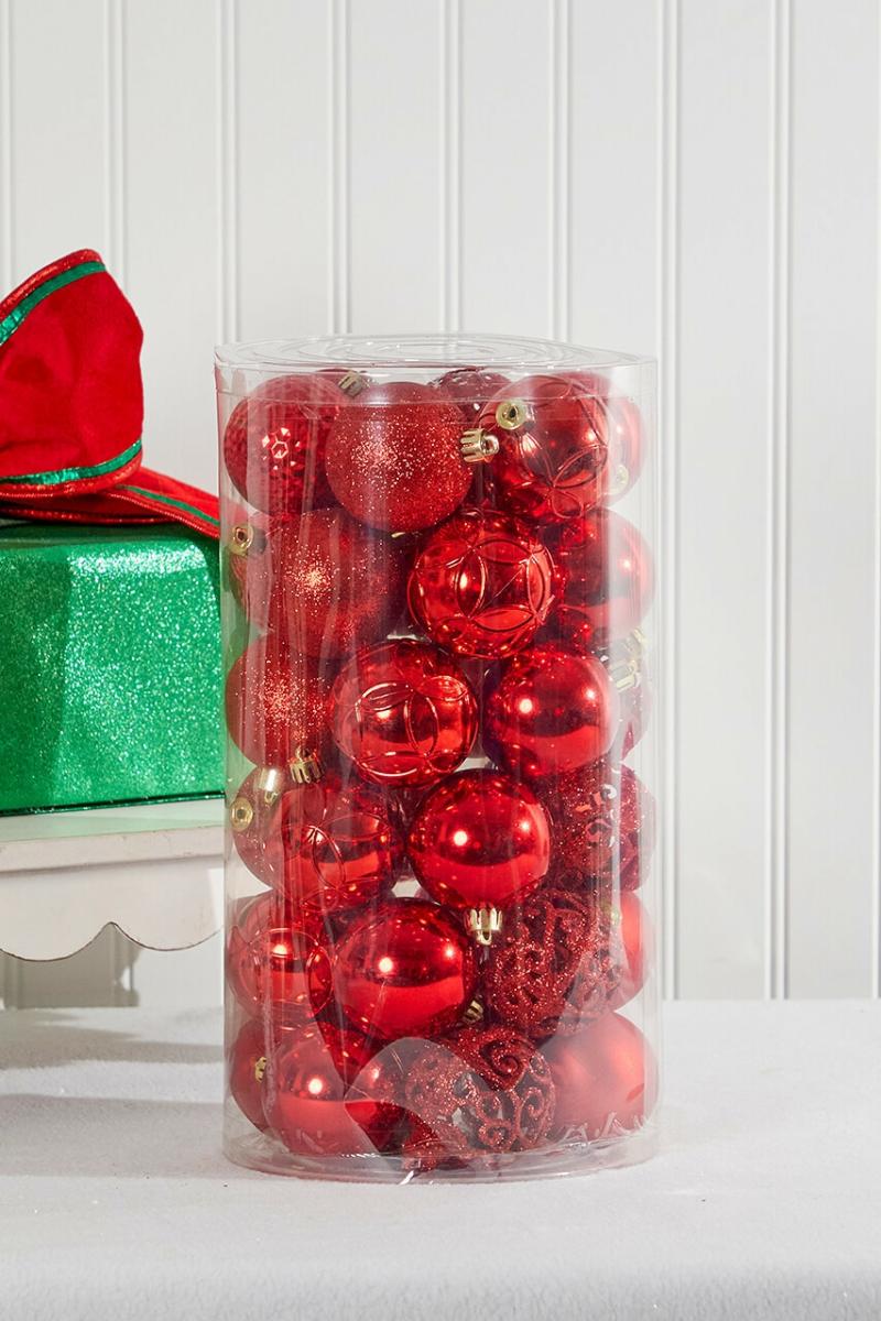 Ornaments | 37Pc Shatterproof Ornament Tub – Christmas Red Ornaments Ornaments