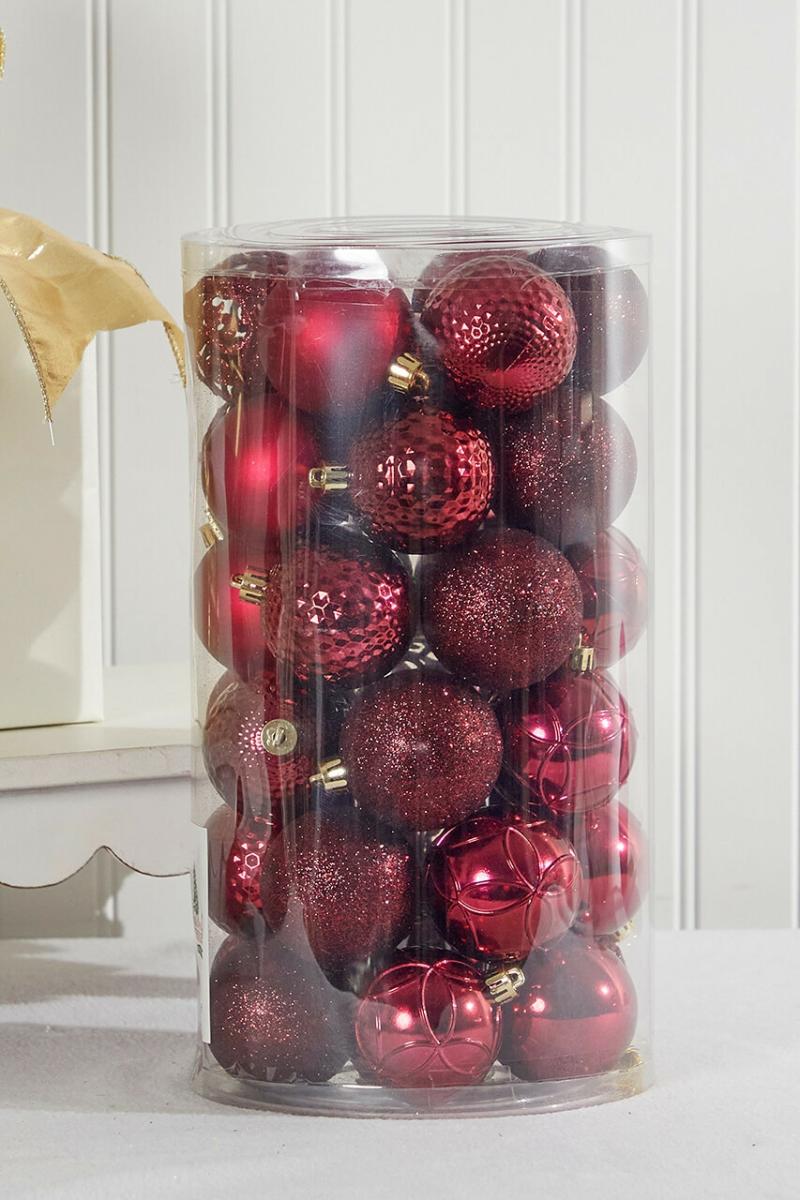 Ornaments | 37Pc Shatterproof Ornament Tub – Oxblood Ornaments Ornaments