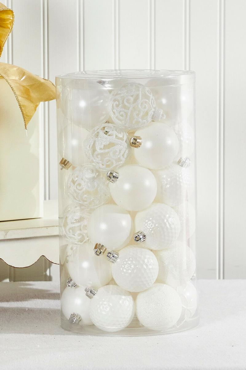 Ornaments | 37Pc Shatterproof Ornament Tub – Winter White Ornaments Ornaments