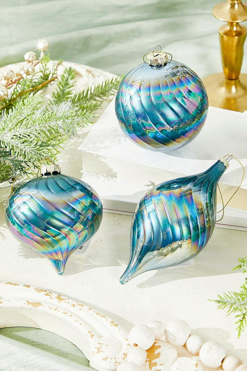 Ornaments | 4.25" Glass Blue Ornament Ornaments Ornaments