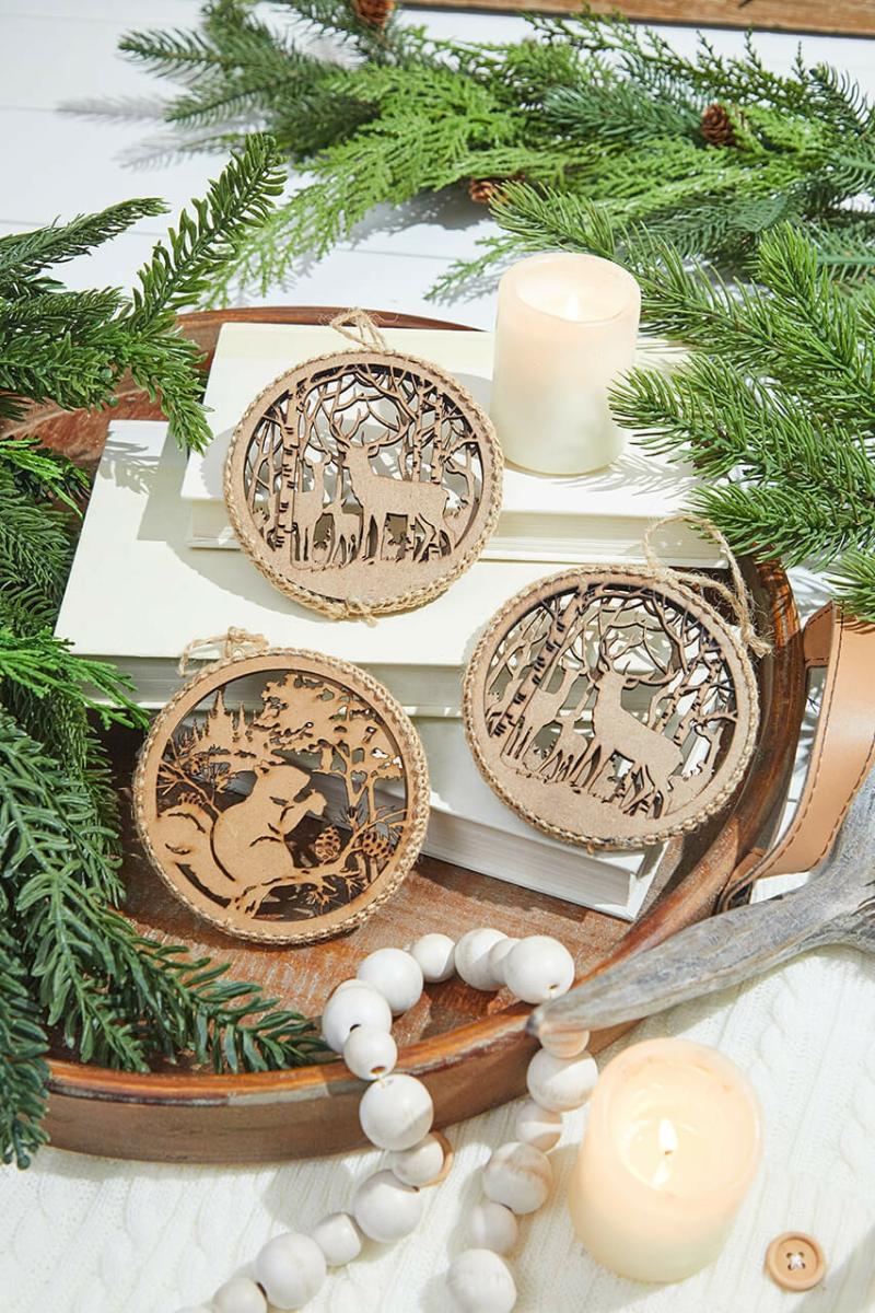 Ornaments | 4.25" Paper Woodland Friend Disk Ornament Ornaments Ornaments