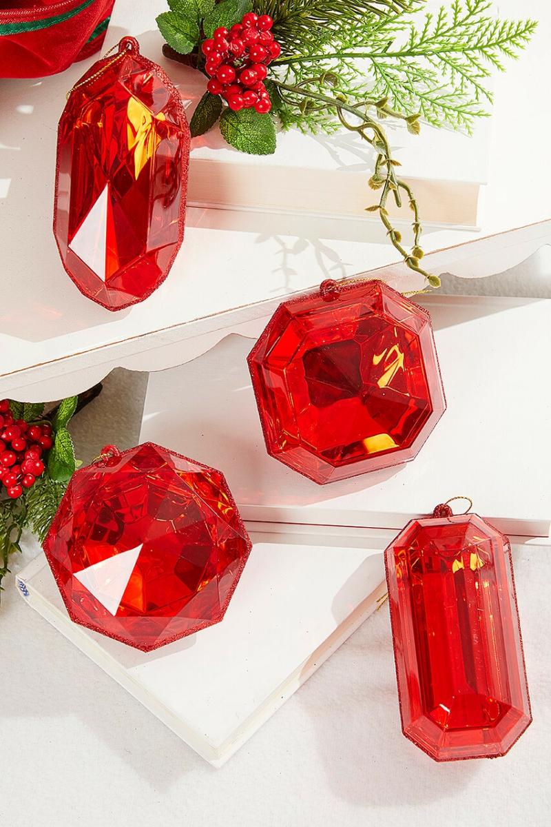 Ornaments | 4"-5" Jewel Ornament – Red Ornaments Ornaments