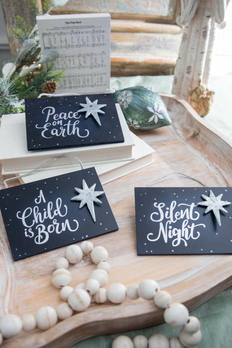 Ornaments | 4.5" Navy Holy Night Plaque Ornament Ornaments Ornaments