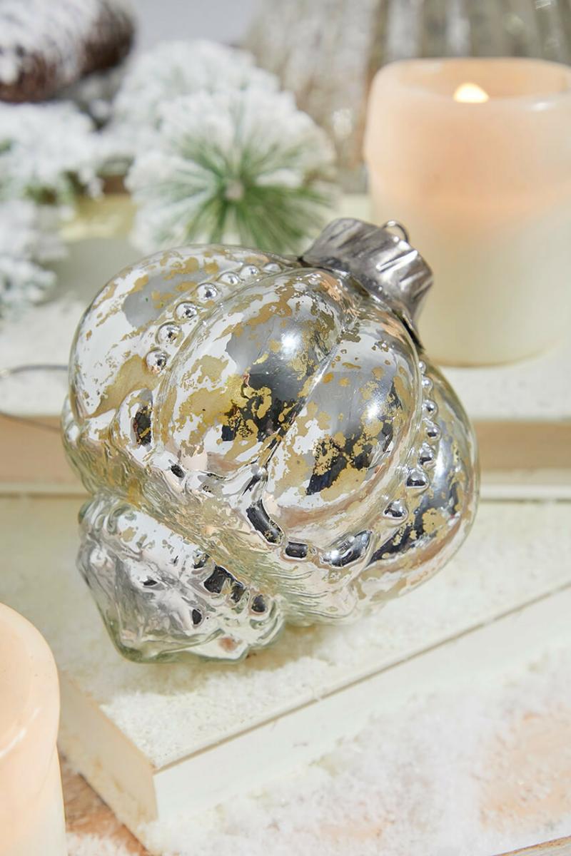 Ornaments | 4.5" Regal Beaded Elizabethan Mercury Glass Ornament Ornaments Ornaments