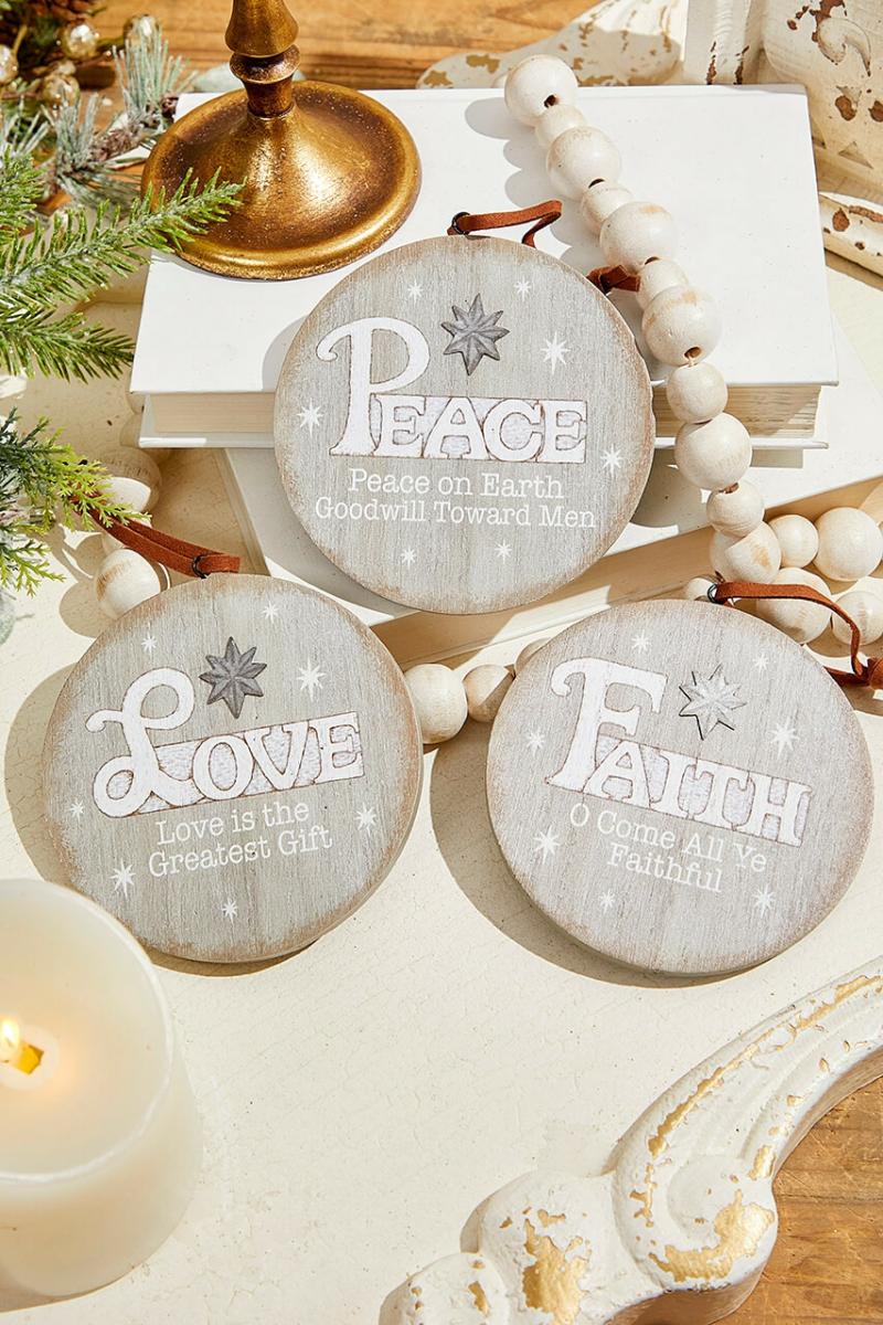 Ornaments | 4.5" Religious Wood Disc Ornament Ornaments Ornaments