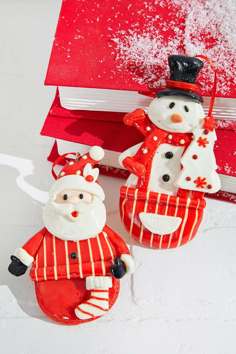 Ornaments | 4.5" Resin Holiday Santa /Snowman Ornament Ornaments Ornaments