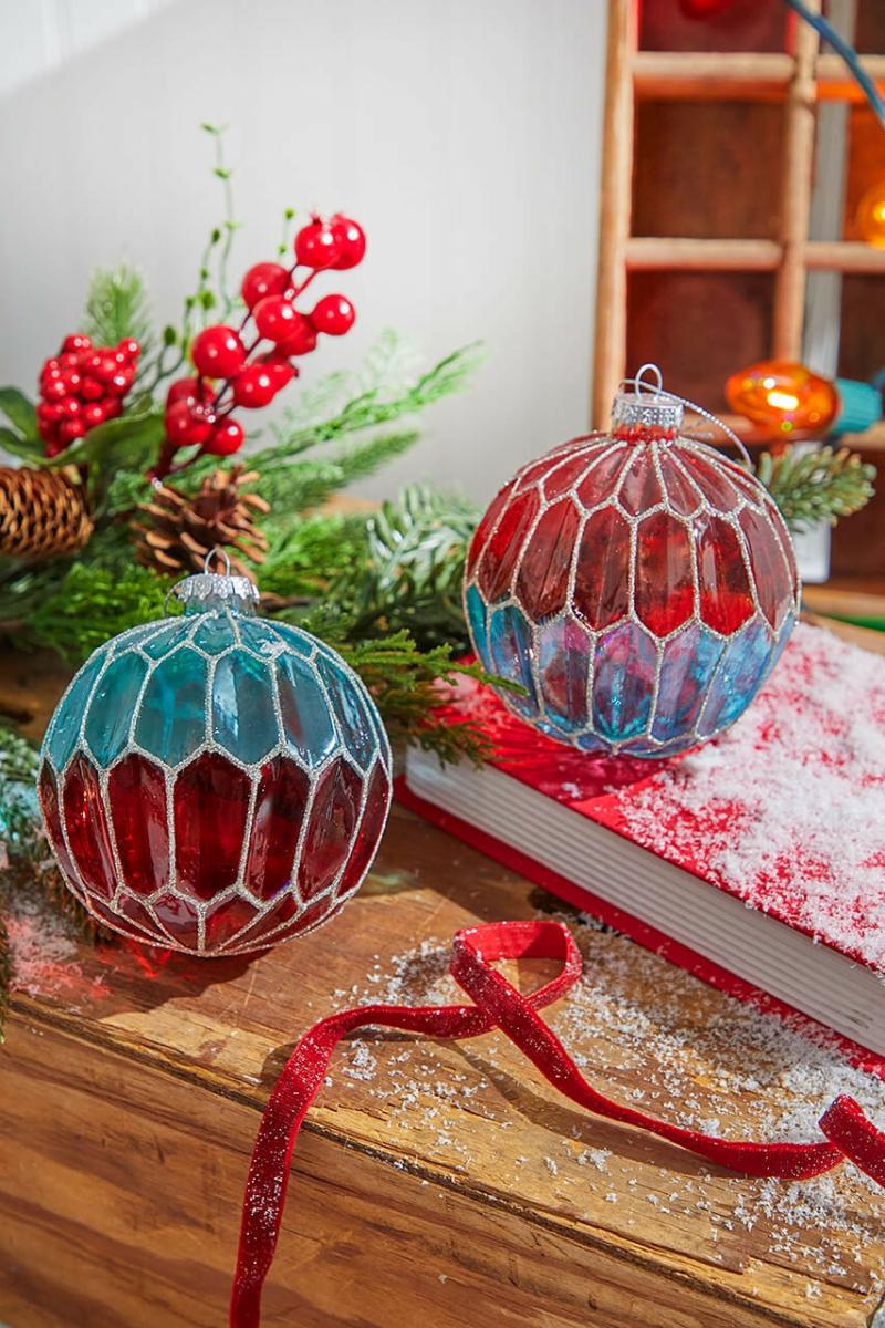 Ornaments | 4.5" Two Toned Ball Glass Ornament Ornaments Ornaments