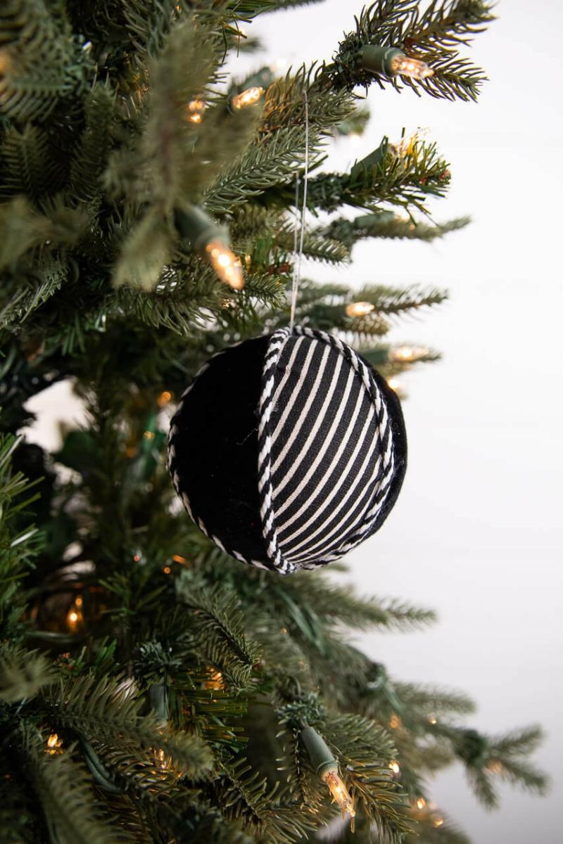 Ornaments | 4" Black And White Stripe Ornament Ball Ornaments Ornaments