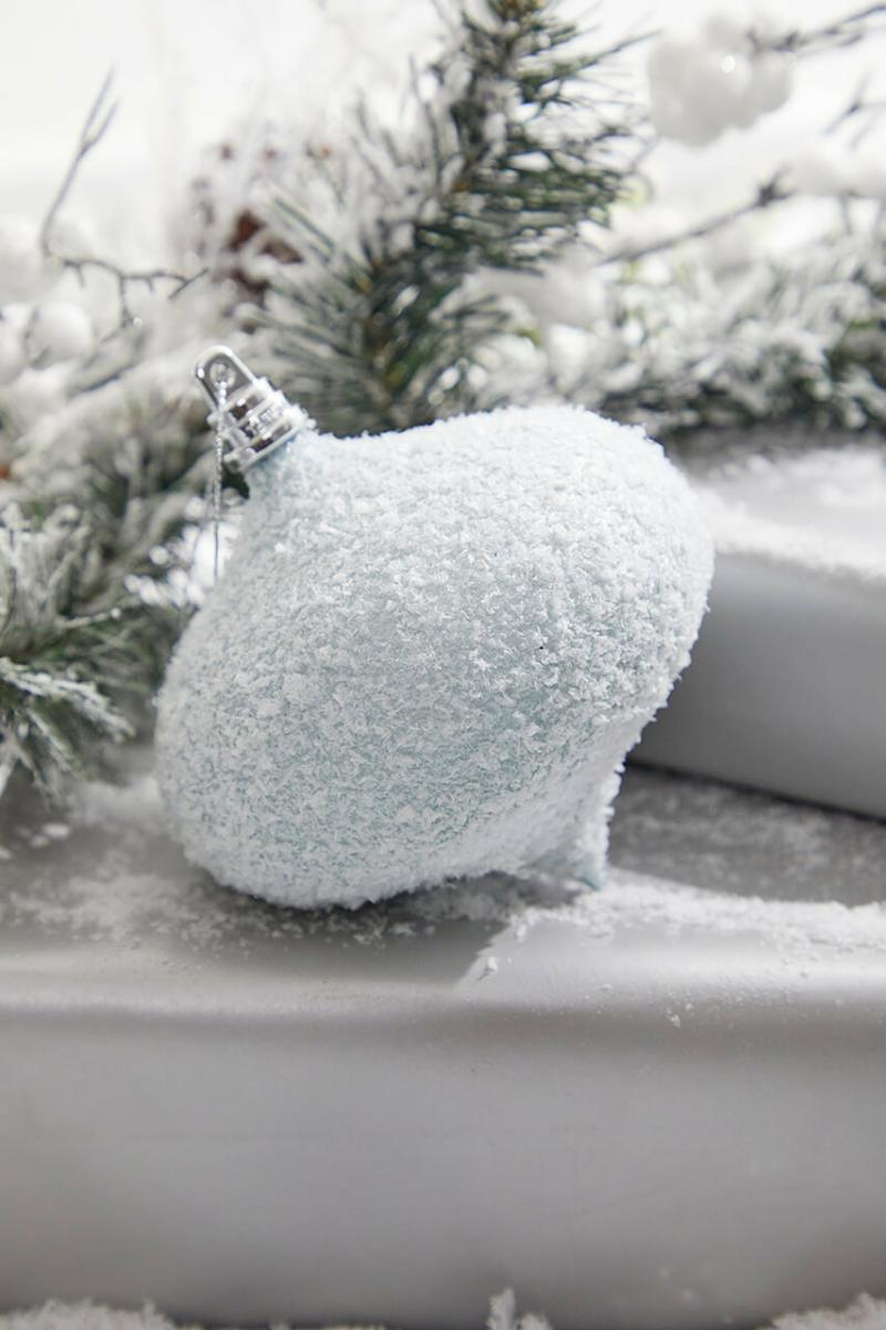 Ornaments | 4" Blue Snow Frosted Onion Ornaments Ornaments